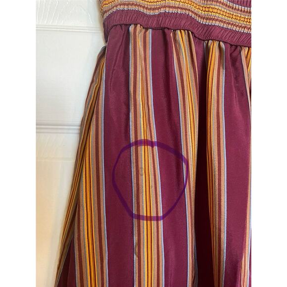 VTG Calvin Klein 100% Silk Stripped School Girl Pull On Mini Skirt Size 4 - Picture 2 of 11